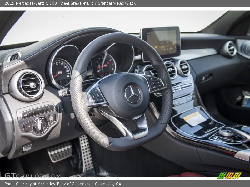 Steel Grey Metallic / Cranberry Red/Black 2015 Mercedes-Benz C 300