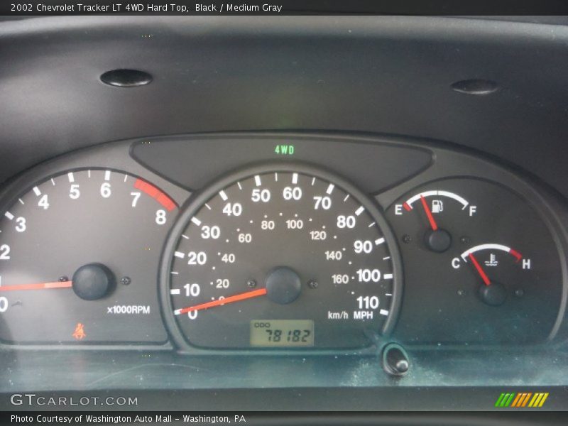 Black / Medium Gray 2002 Chevrolet Tracker LT 4WD Hard Top