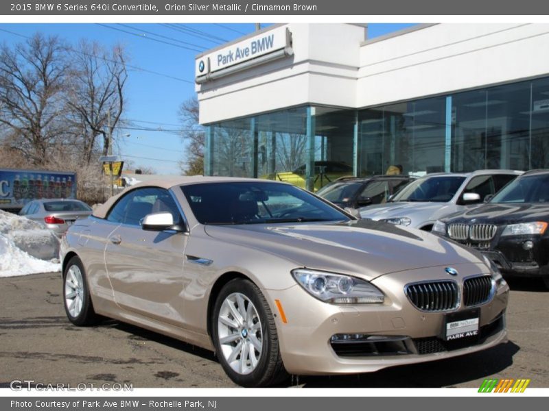 Orion Silver Metallic / Cinnamon Brown 2015 BMW 6 Series 640i Convertible