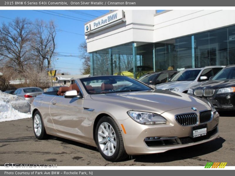 Orion Silver Metallic / Cinnamon Brown 2015 BMW 6 Series 640i Convertible