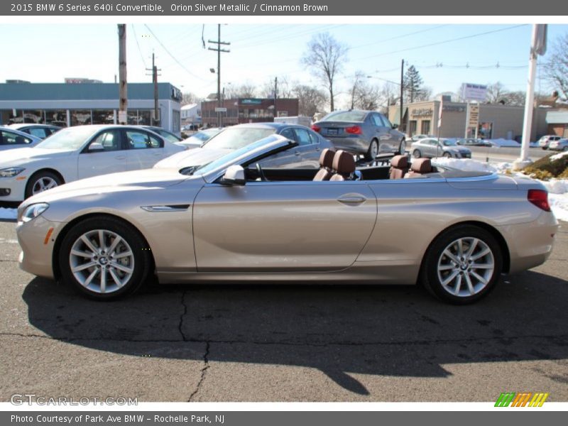 Orion Silver Metallic / Cinnamon Brown 2015 BMW 6 Series 640i Convertible