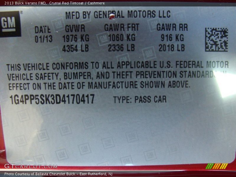 Crystal Red Tintcoat / Cashmere 2013 Buick Verano FWD