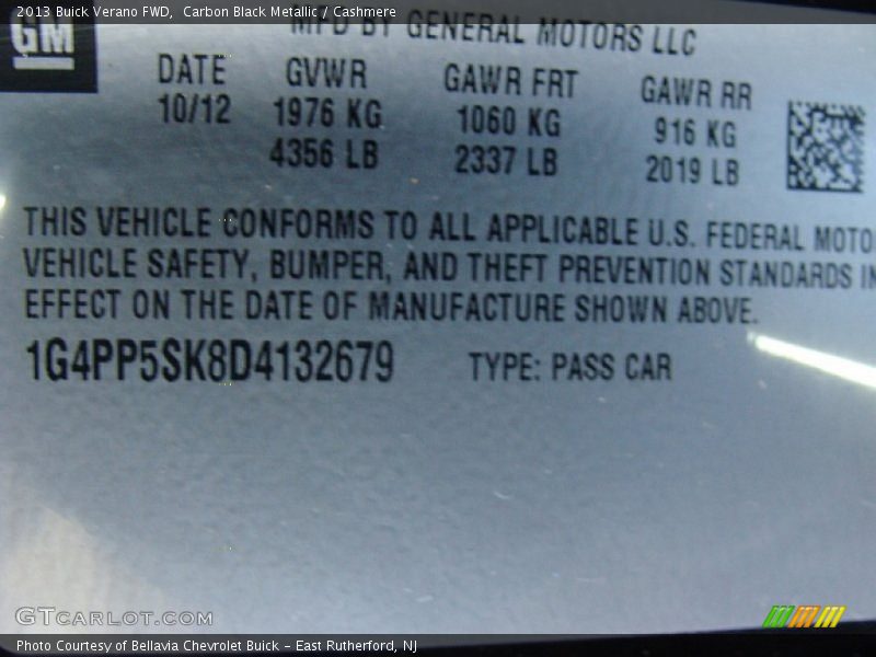 Carbon Black Metallic / Cashmere 2013 Buick Verano FWD