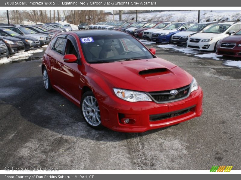Lightning Red / Carbon Black/Graphite Gray Alcantara 2008 Subaru Impreza WRX STi