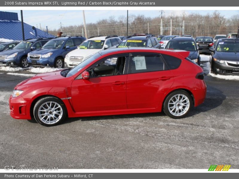 Lightning Red / Carbon Black/Graphite Gray Alcantara 2008 Subaru Impreza WRX STi
