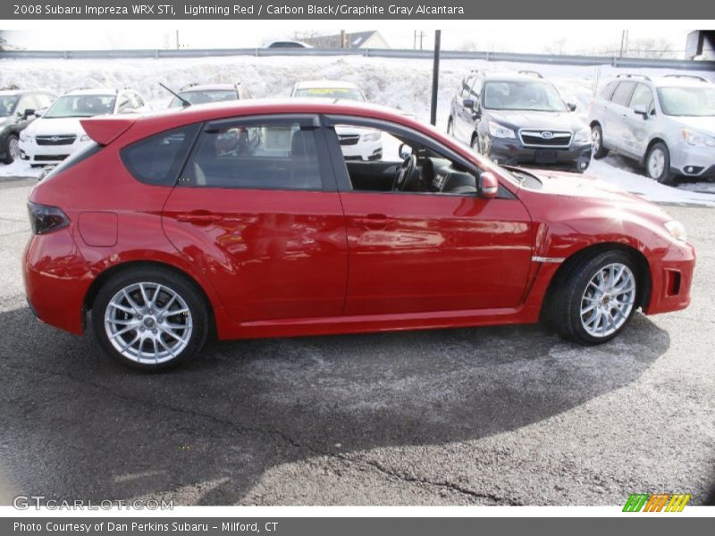 Lightning Red / Carbon Black/Graphite Gray Alcantara 2008 Subaru Impreza WRX STi