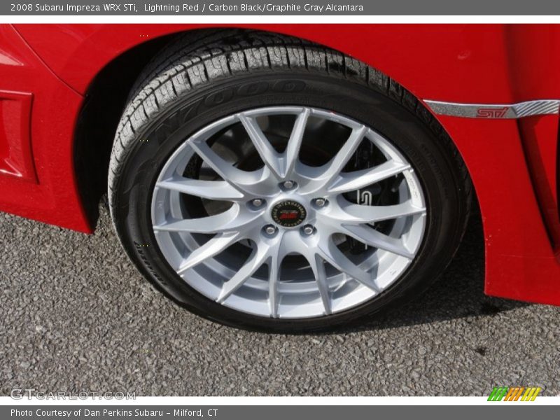 Lightning Red / Carbon Black/Graphite Gray Alcantara 2008 Subaru Impreza WRX STi