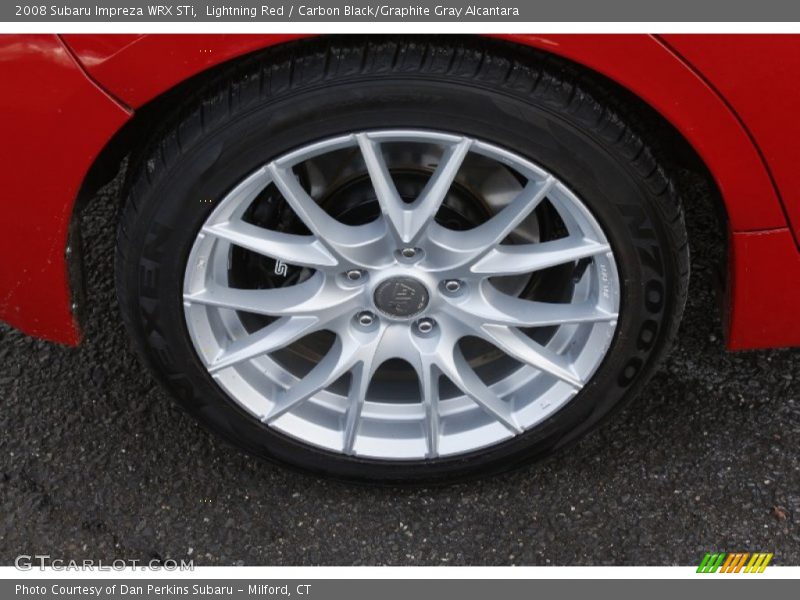 Lightning Red / Carbon Black/Graphite Gray Alcantara 2008 Subaru Impreza WRX STi
