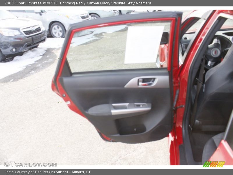Lightning Red / Carbon Black/Graphite Gray Alcantara 2008 Subaru Impreza WRX STi