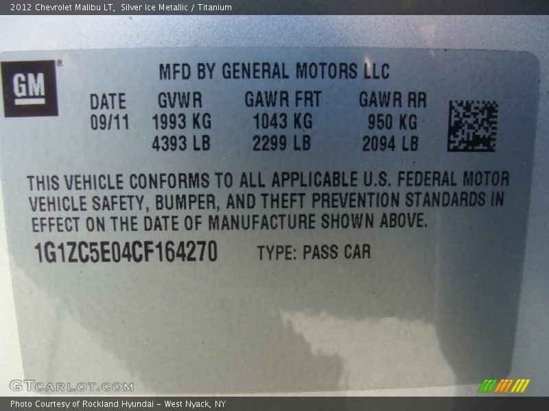 Silver Ice Metallic / Titanium 2012 Chevrolet Malibu LT