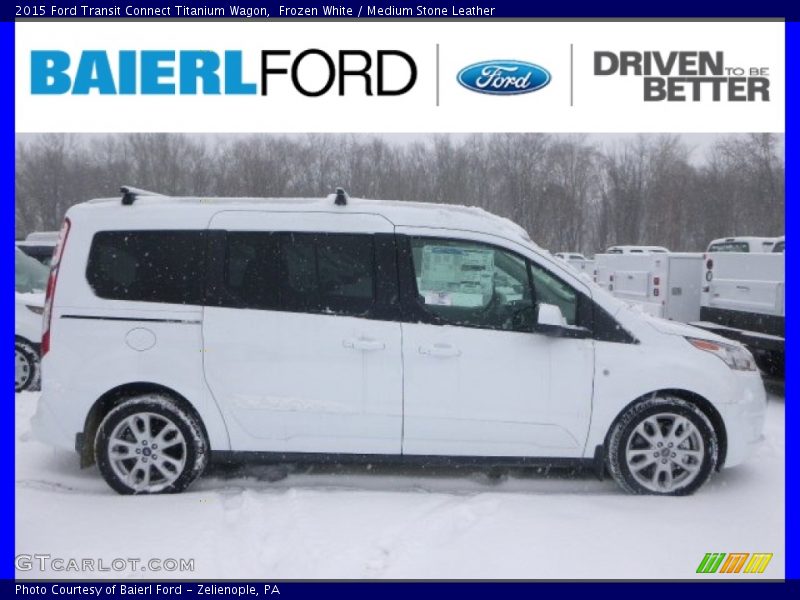 Frozen White / Medium Stone Leather 2015 Ford Transit Connect Titanium Wagon