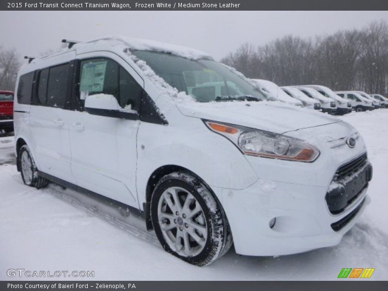 Frozen White / Medium Stone Leather 2015 Ford Transit Connect Titanium Wagon
