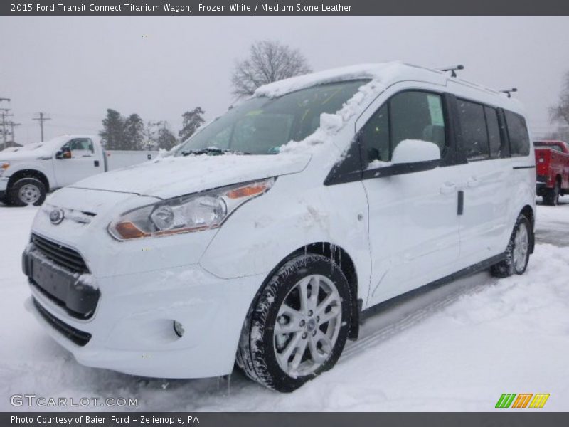 Frozen White / Medium Stone Leather 2015 Ford Transit Connect Titanium Wagon