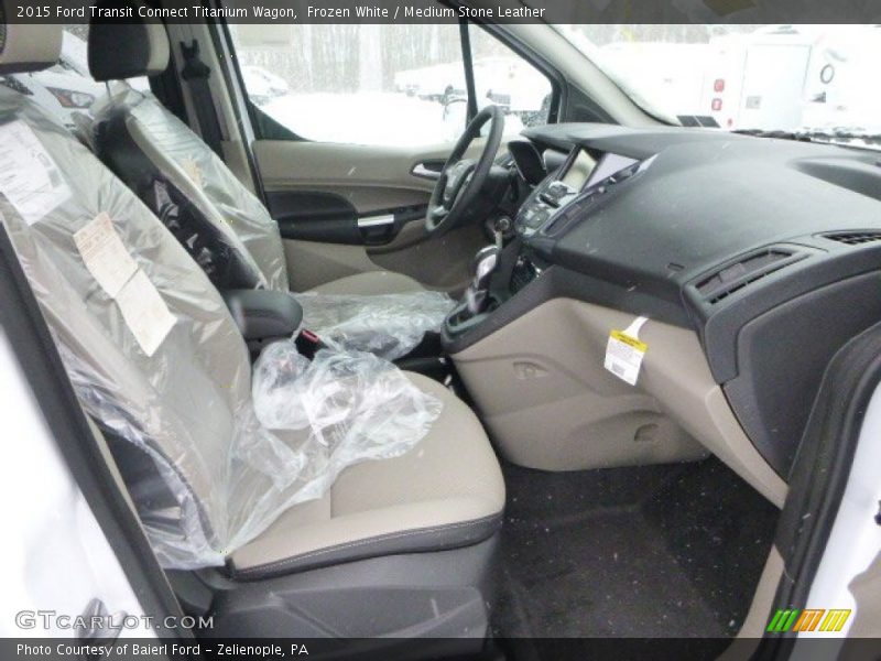 Frozen White / Medium Stone Leather 2015 Ford Transit Connect Titanium Wagon