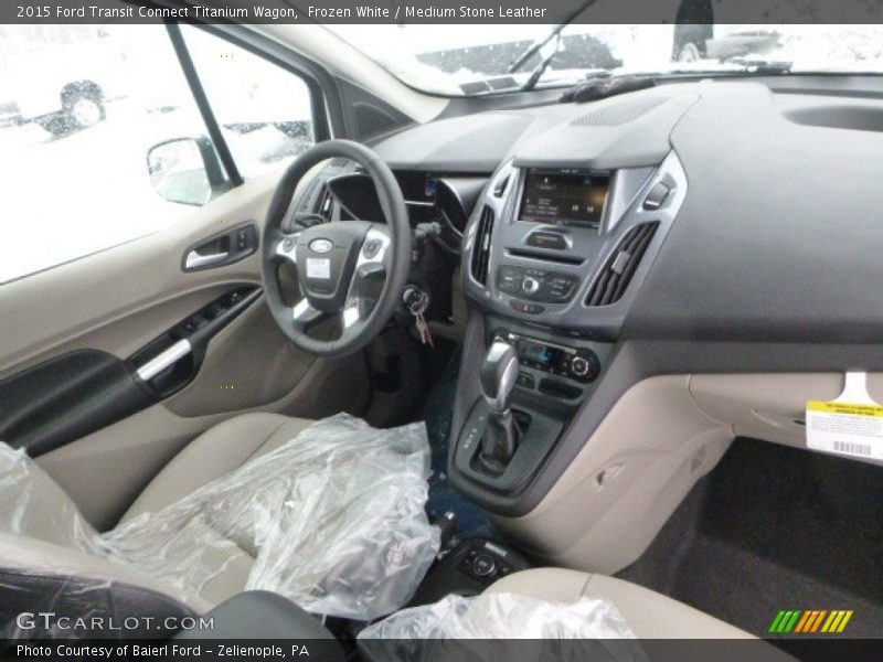 Frozen White / Medium Stone Leather 2015 Ford Transit Connect Titanium Wagon