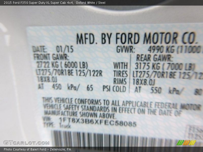 Oxford White / Steel 2015 Ford F350 Super Duty XL Super Cab 4x4