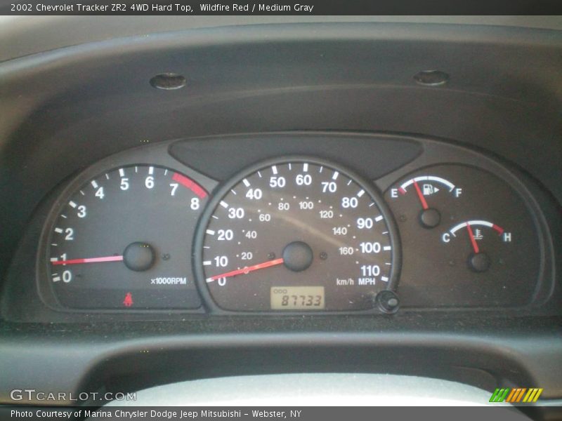 Wildfire Red / Medium Gray 2002 Chevrolet Tracker ZR2 4WD Hard Top