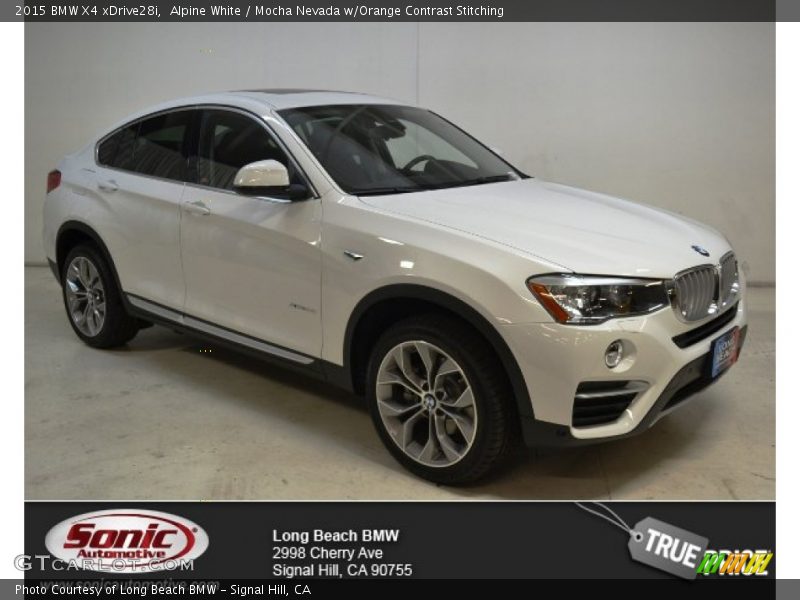 Alpine White / Mocha Nevada w/Orange Contrast Stitching 2015 BMW X4 xDrive28i