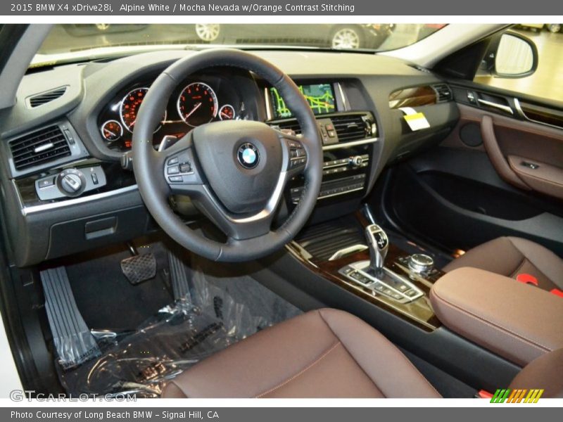 Alpine White / Mocha Nevada w/Orange Contrast Stitching 2015 BMW X4 xDrive28i