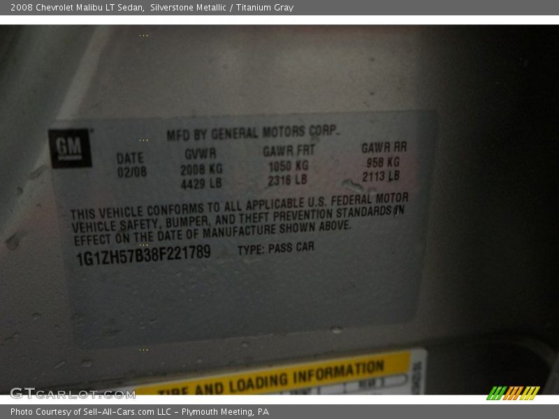 Silverstone Metallic / Titanium Gray 2008 Chevrolet Malibu LT Sedan
