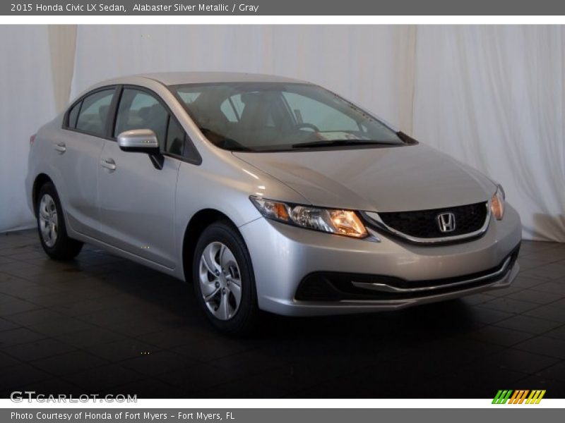 Alabaster Silver Metallic / Gray 2015 Honda Civic LX Sedan