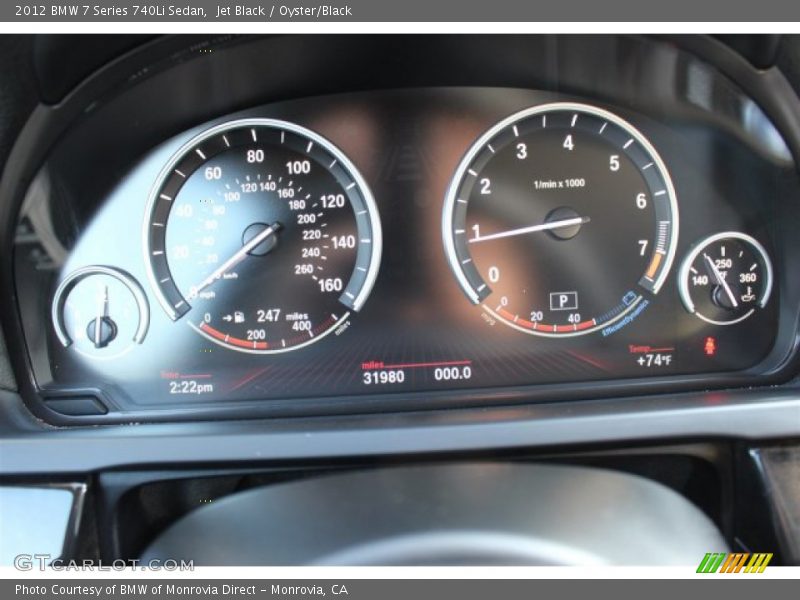 Jet Black / Oyster/Black 2012 BMW 7 Series 740Li Sedan