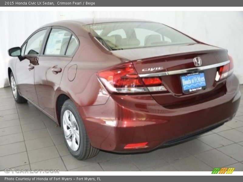 Crimson Pearl / Beige 2015 Honda Civic LX Sedan