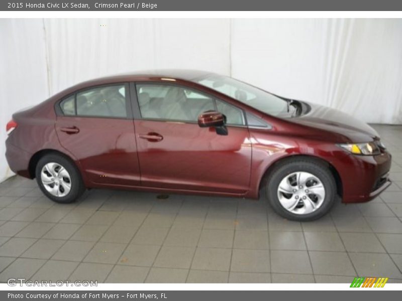 Crimson Pearl / Beige 2015 Honda Civic LX Sedan