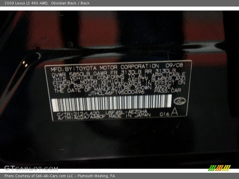 Obsidian Black / Black 2009 Lexus LS 460 AWD