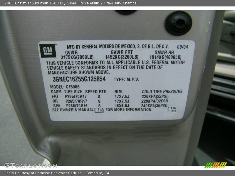 Silver Birch Metallic / Gray/Dark Charcoal 2005 Chevrolet Suburban 1500 LT