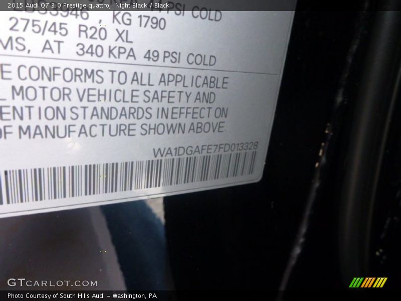 Night Black / Black 2015 Audi Q7 3.0 Prestige quattro