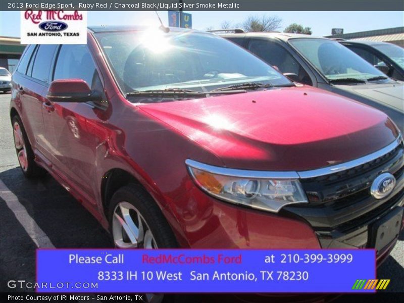 Ruby Red / Charcoal Black/Liquid Silver Smoke Metallic 2013 Ford Edge Sport