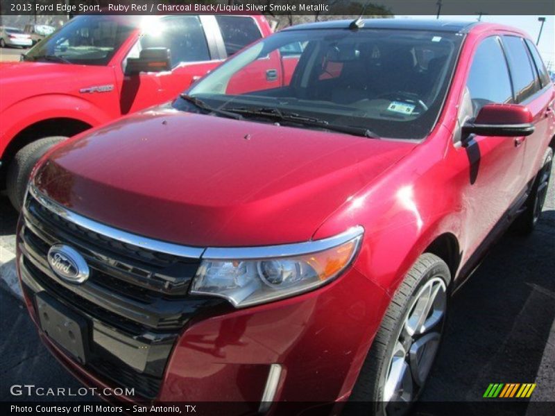 Ruby Red / Charcoal Black/Liquid Silver Smoke Metallic 2013 Ford Edge Sport