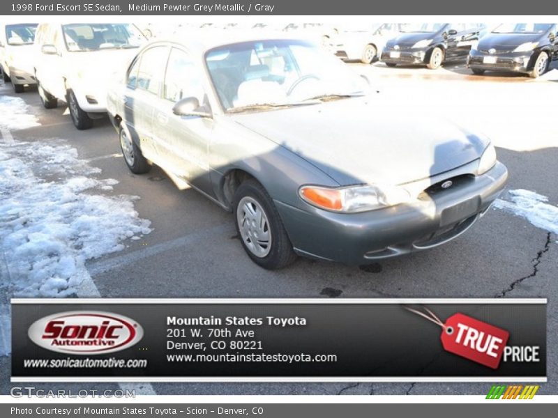 Medium Pewter Grey Metallic / Gray 1998 Ford Escort SE Sedan