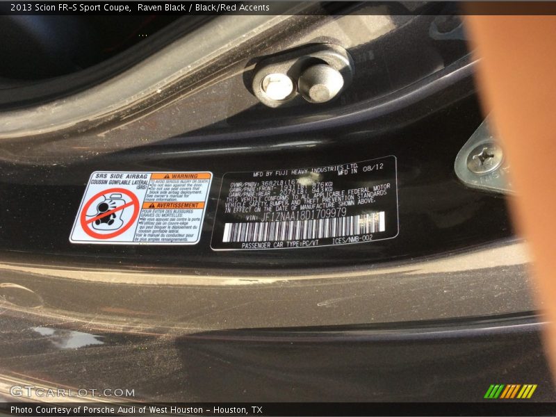 Raven Black / Black/Red Accents 2013 Scion FR-S Sport Coupe