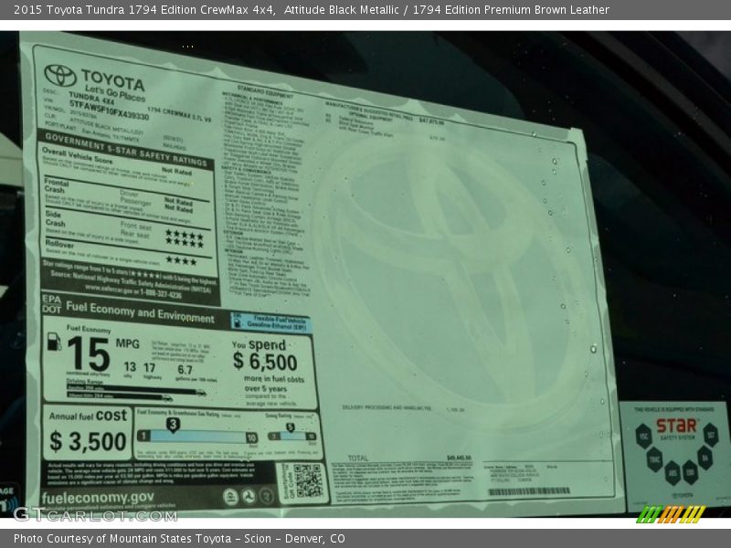 Attitude Black Metallic / 1794 Edition Premium Brown Leather 2015 Toyota Tundra 1794 Edition CrewMax 4x4