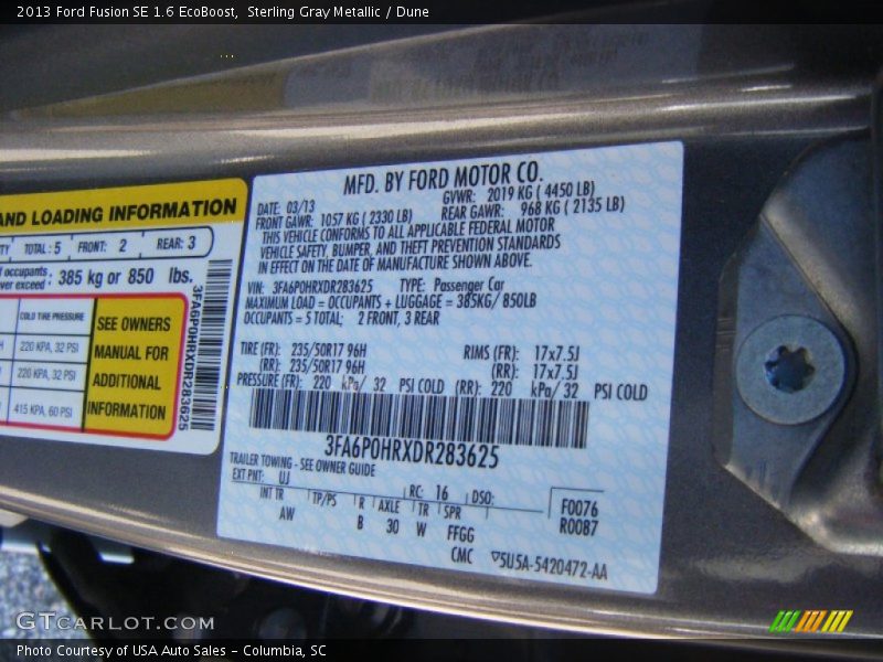 Sterling Gray Metallic / Dune 2013 Ford Fusion SE 1.6 EcoBoost