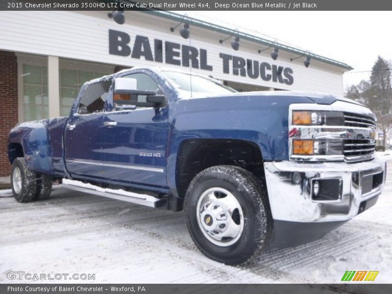 Deep Ocean Blue Metallic / Jet Black 2015 Chevrolet Silverado 3500HD LTZ Crew Cab Dual Rear Wheel 4x4