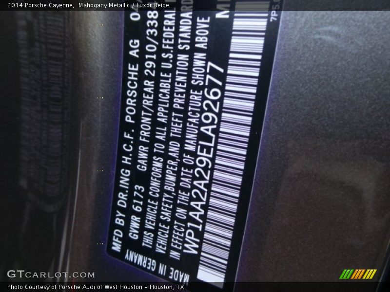 Mahogany Metallic / Luxor Beige 2014 Porsche Cayenne