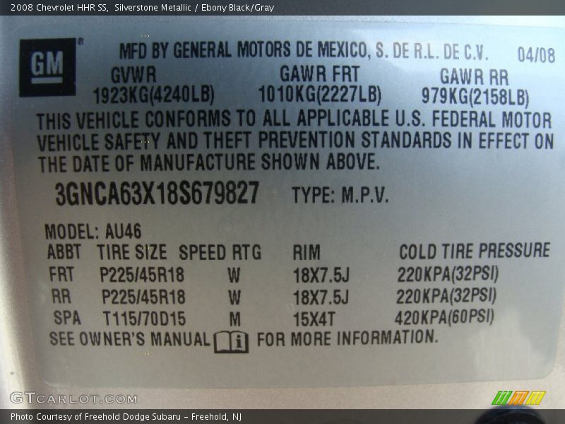 Silverstone Metallic / Ebony Black/Gray 2008 Chevrolet HHR SS