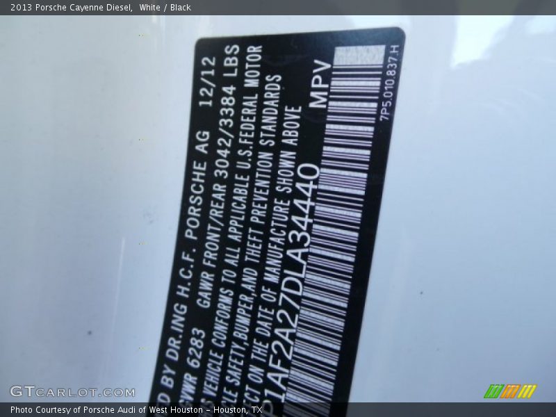 White / Black 2013 Porsche Cayenne Diesel