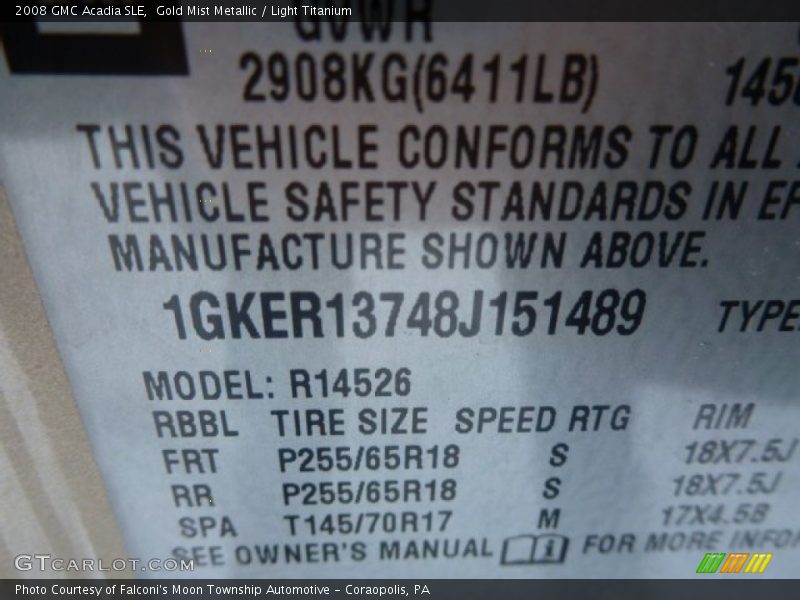 Gold Mist Metallic / Light Titanium 2008 GMC Acadia SLE