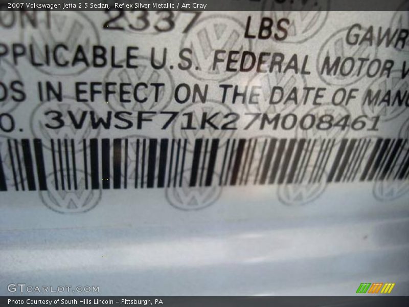 Reflex Silver Metallic / Art Gray 2007 Volkswagen Jetta 2.5 Sedan