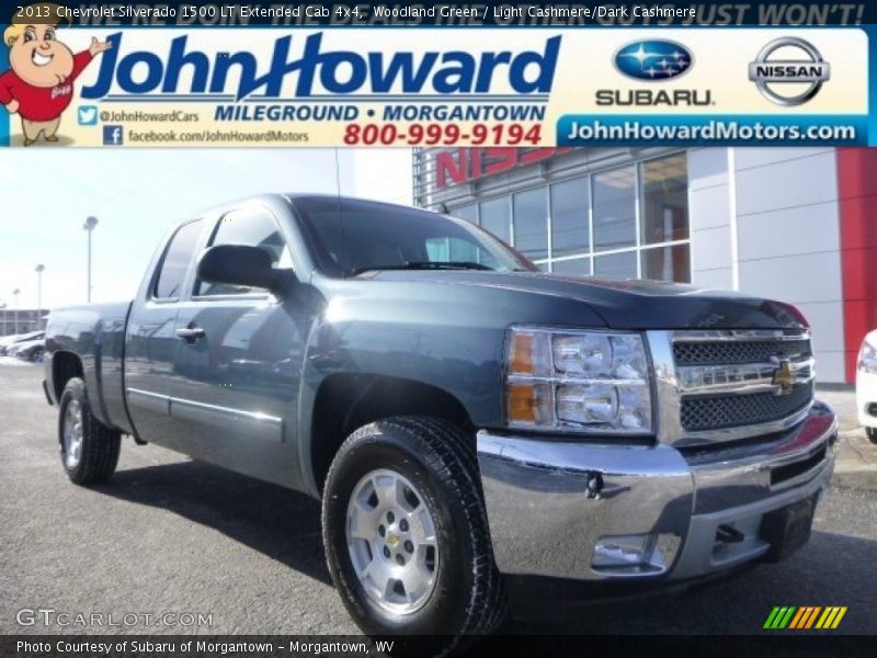 Woodland Green / Light Cashmere/Dark Cashmere 2013 Chevrolet Silverado 1500 LT Extended Cab 4x4