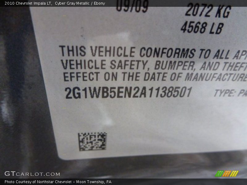 Cyber Gray Metallic / Ebony 2010 Chevrolet Impala LT