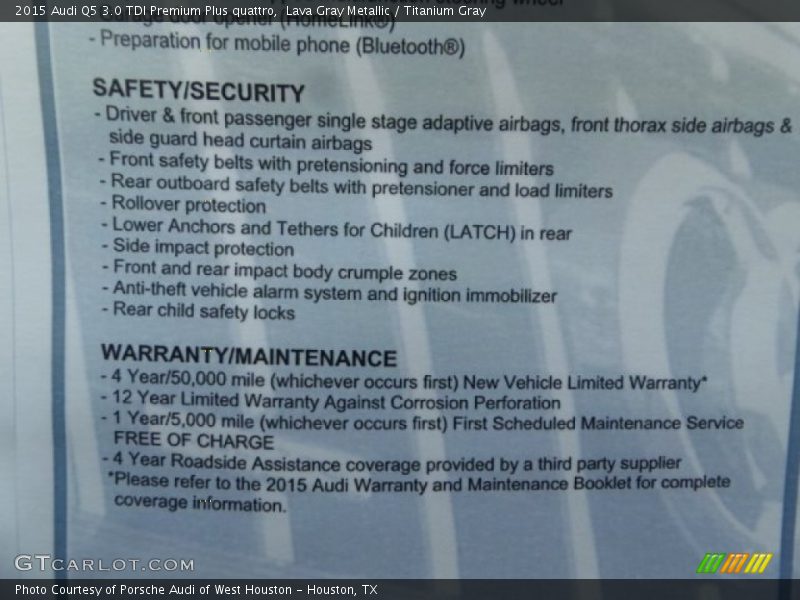 Lava Gray Metallic / Titanium Gray 2015 Audi Q5 3.0 TDI Premium Plus quattro