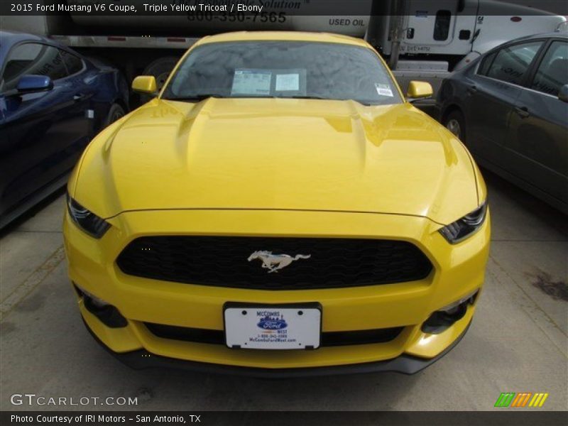 Triple Yellow Tricoat / Ebony 2015 Ford Mustang V6 Coupe