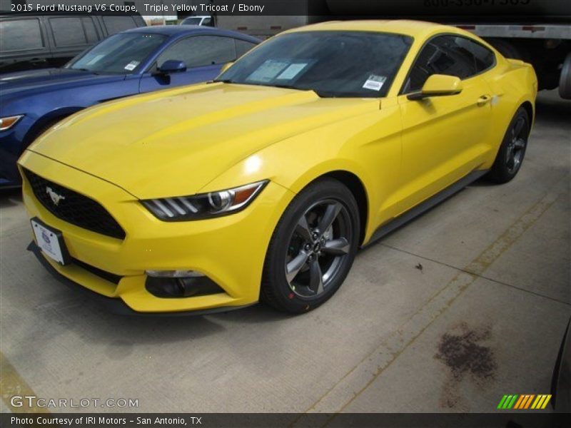 Triple Yellow Tricoat / Ebony 2015 Ford Mustang V6 Coupe