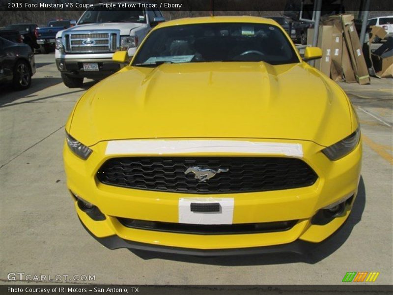 Triple Yellow Tricoat / Ebony 2015 Ford Mustang V6 Coupe