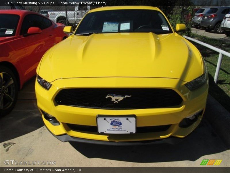 Triple Yellow Tricoat / Ebony 2015 Ford Mustang V6 Coupe